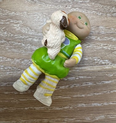 Vintage 1984 Cabbage Patch Kid PVC Poseable Miniature Figure Bald Boy w Dog Doll