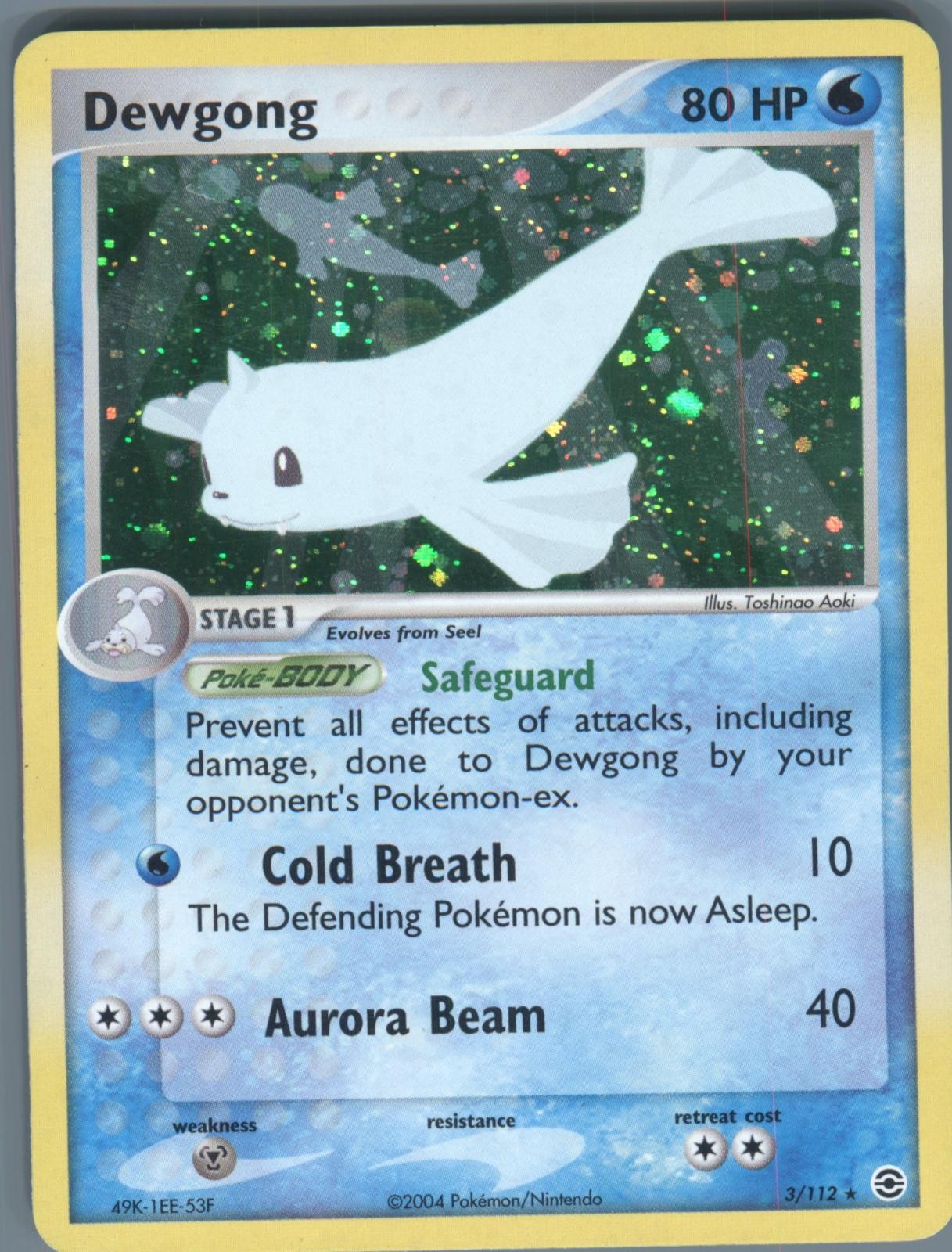 Dewgong 3/112 Holo Rare FireRed & LeafGreen Pokemon Near Mint w/ Fin Swirl