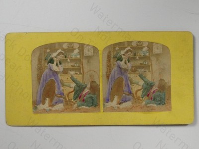 Stereoview Karte verärgert Kind heimische Szene russische Zensur Briefmarke St. Petersburg