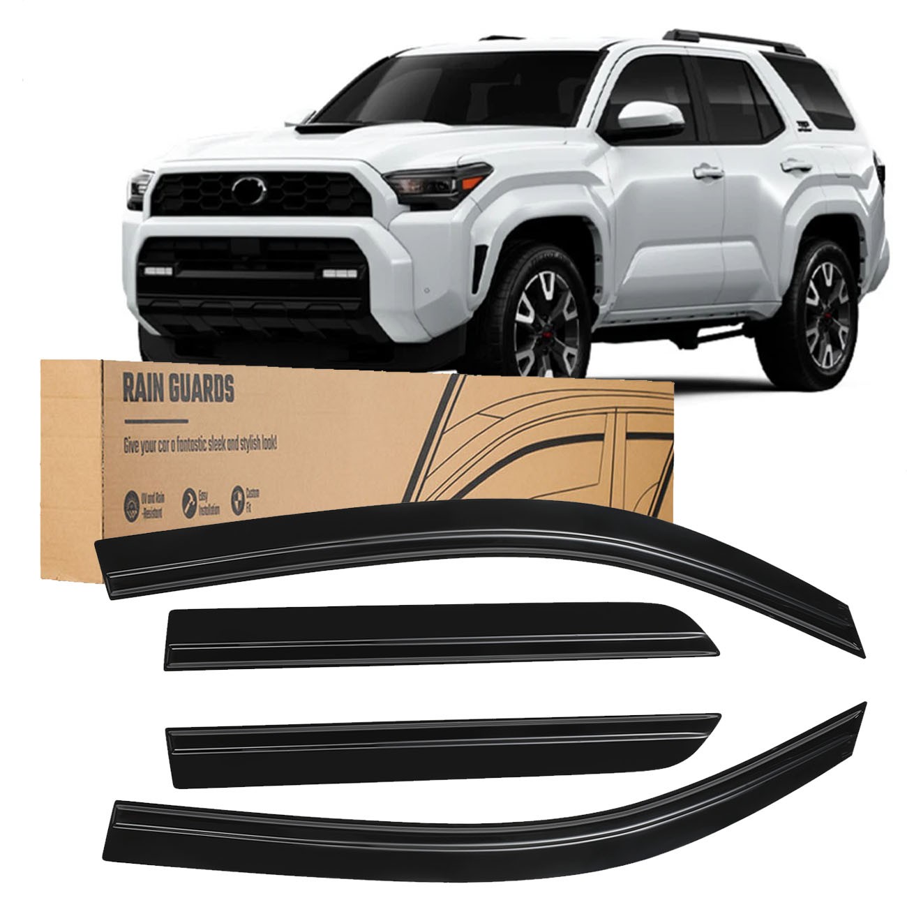 For Toyota 4runner 2025- Black Acrylic Window Visors Deflectors Rain Sun Guards