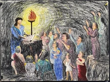 Primitive/Religious/Folk Art on Paper The Catacombs by Granville Peter Cumby