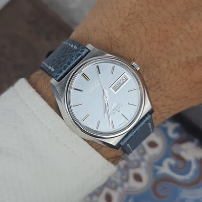 Rare Seiko Lord Matic LM 5606-7010 Linen Dial Blue Automatic