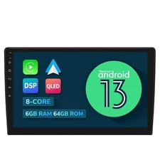Double DIN 10.1" Car Stereo Android 13 6+64GB GPS Radio CarPlay Bluetooth 4G LTE