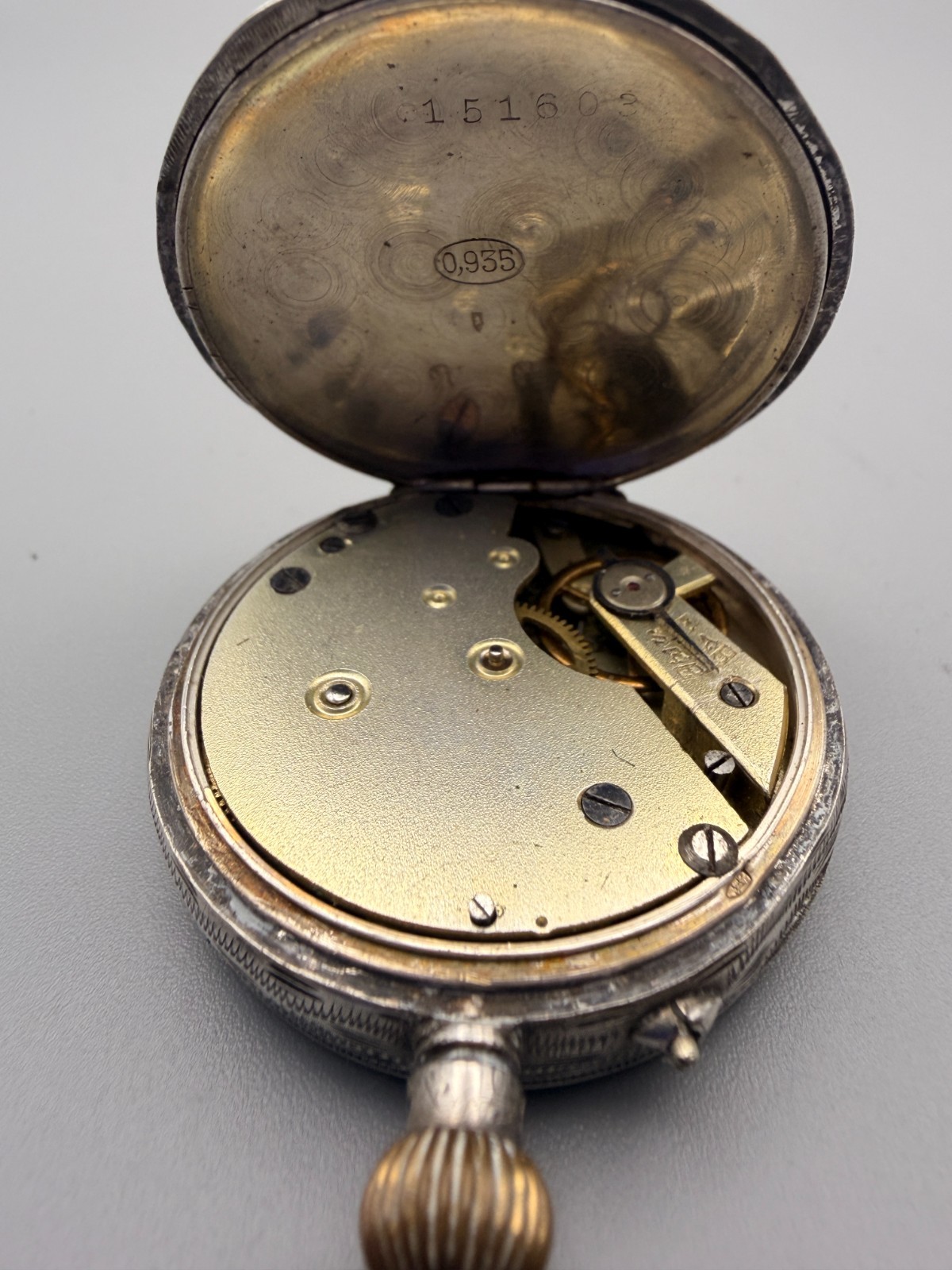 Antique 935 Solid Silver Pocket Watch - image 5
