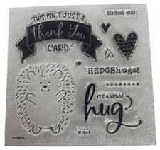 CTMH My Acrylix Acrylic Stamp Set Hedge Hugs Hedgehog Love Thank You Card B1641