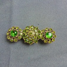 Oscar de la Renta Green Crystal Belt Buckle