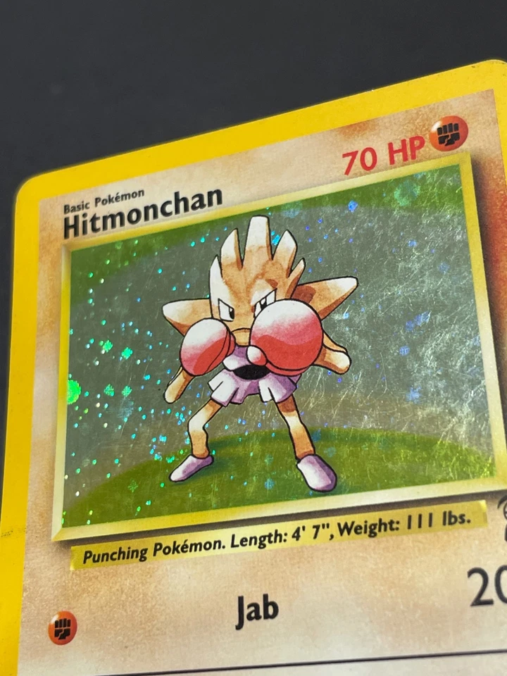 Hitmonchan 8/130 Holo Rare Swirl WotC Card Pokémon Base Set 2 - Image 2 of 4
