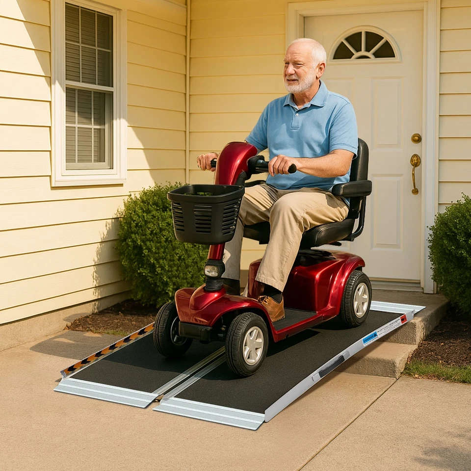 Multi Size Portable Wheelchair Ramp Aluminum Folding Handicap Ramp Non-Slip - image 2 of 3