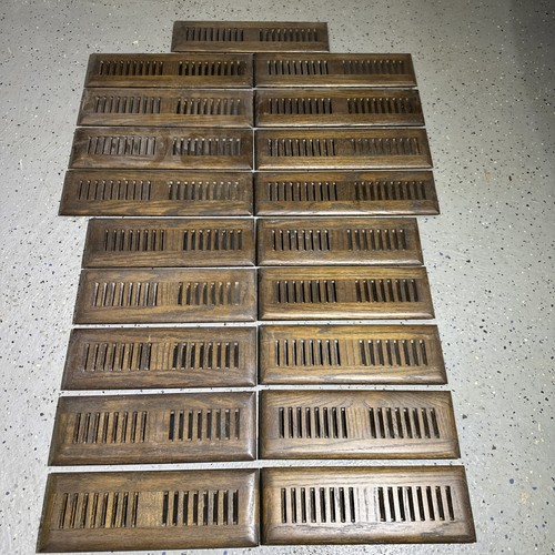 Lot of 19 Natural Oak Wood Insert Floor Register Vents in Dark Walnut