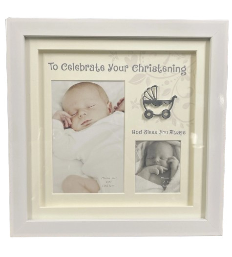 White Christening Photo Frame Gift Baptism God Bless You Always Christian