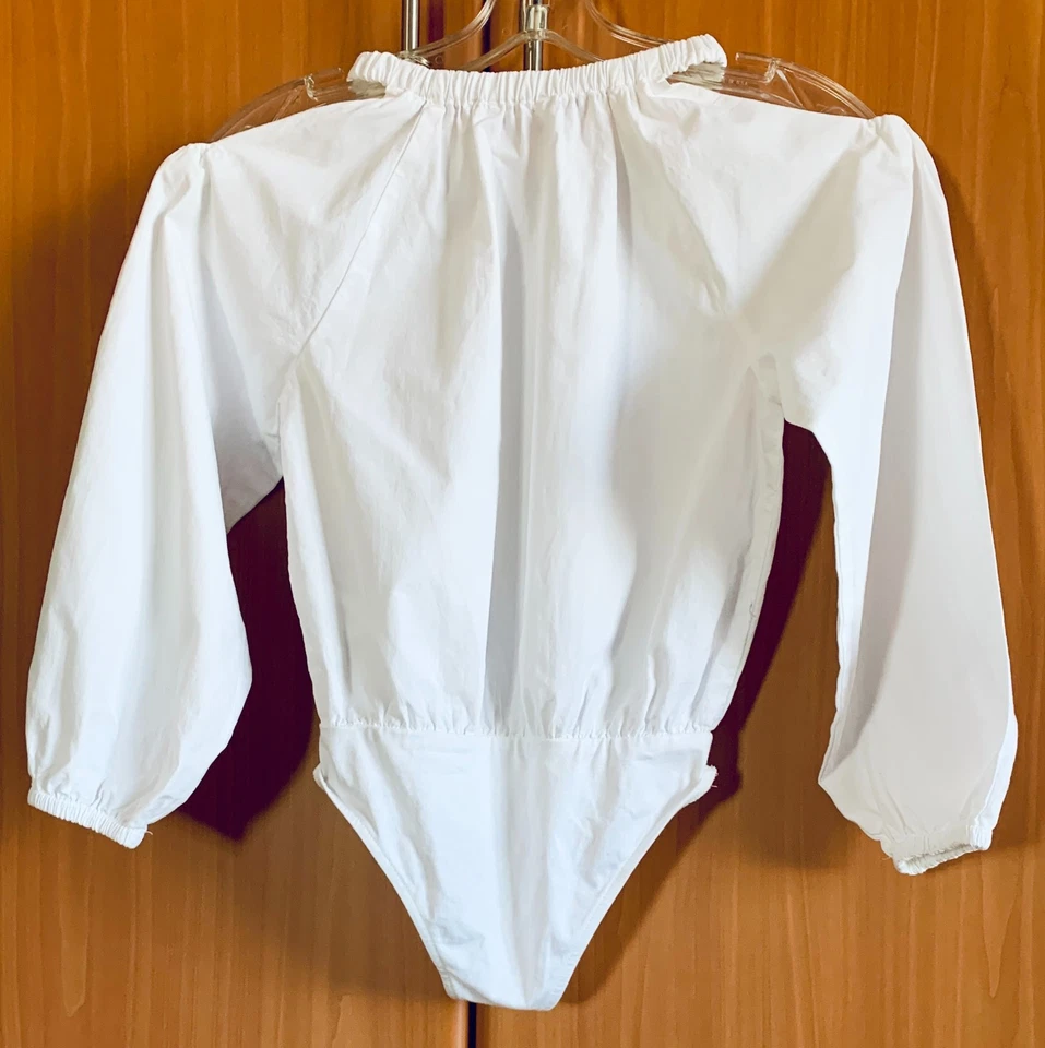 Zara Girl's Body Suit White Cold Shoulder Long Sleeve 100% Cotton Size 10 CM 140 - Image 2 of 4