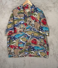 Paradise Found Hawaiian Shirt mens Xl Route 66 Corvette