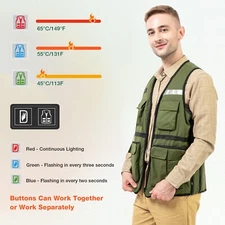 Heated Vest for Fishing, Multi-Pockets with LED Light for Snow Fishing Outdoor
