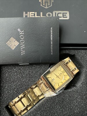 Men Square Watches Top Brand Luxury Golden Stainless Steel