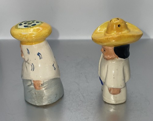 Vintage glasierte Keramik mexikanischer Mann und Frau Salz und Pfefferstreuer Set - Bild 2 von 6