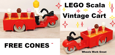 LEGO Vintage Cart Motorcycle Town Car Ice Cream Truck Bike Wagon