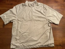 Greg Norman Short Sleeve Wind Resist 1/4 Zip Golf Jacket Cinch Waist Beige Sz L