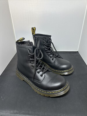 Doc Martens 1460J Kids AirWair Size Black Leather Boots Side