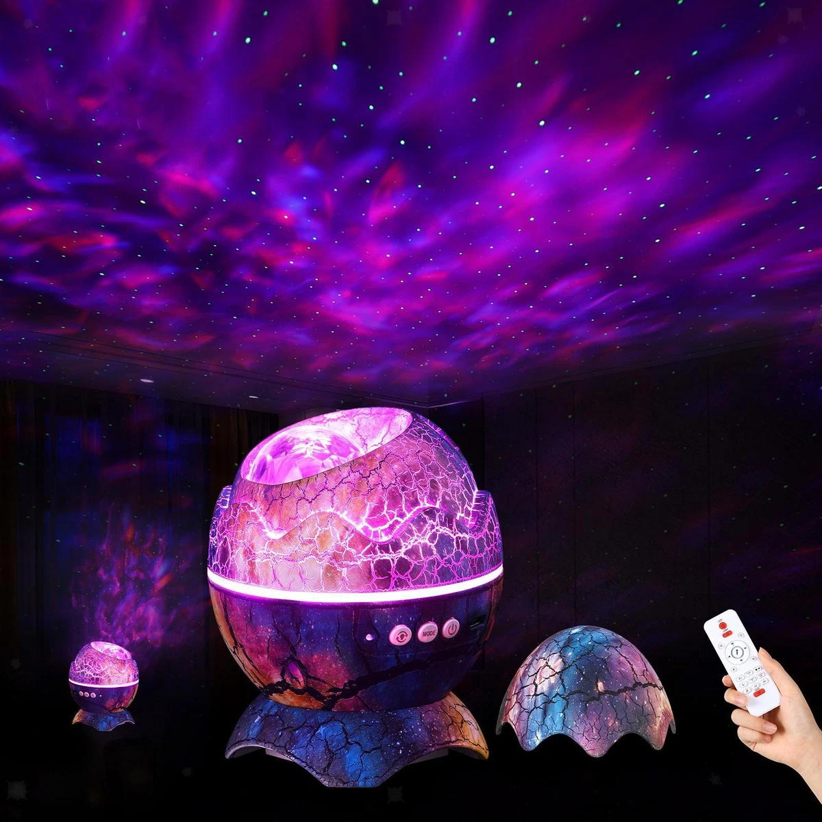 LED Projection Lamp Remote Egg Shape with 360 Degree Rotation LED