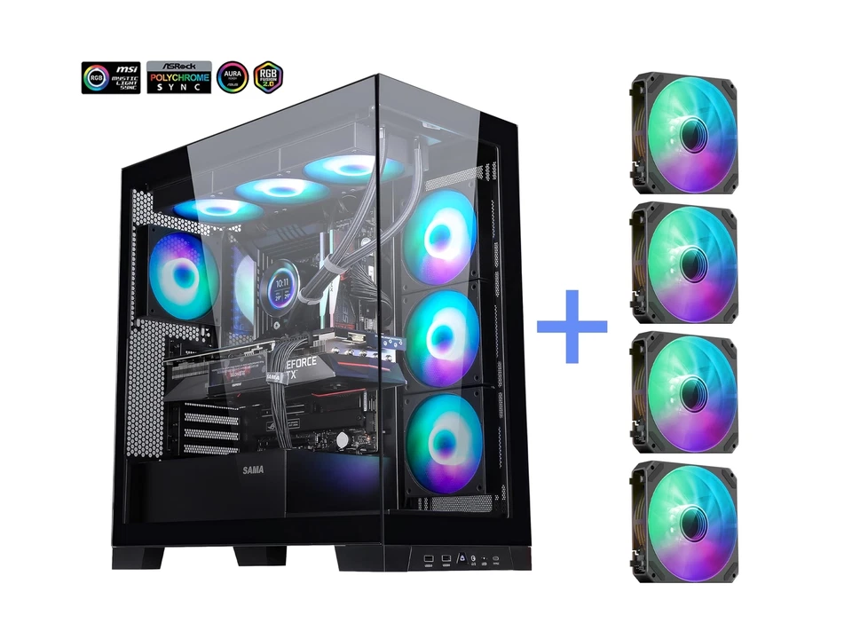 SAMA NEVIEW 4503 Black Airflow Full Tower Case ATX PC Gaming Case Dual Temper... - Image 2 of 4
