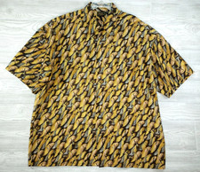 Vintage Monzini Collection Shirt 3XL Short Sleeve Gold Abstract Disco USA READ