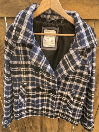 Aeropostale Plaid Wool Jacket Blue 