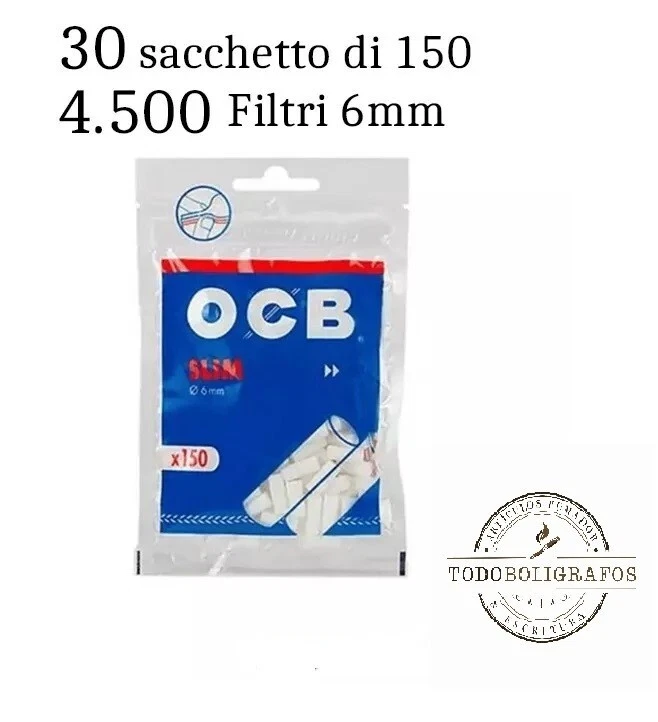 30 Sacchetto OCB filtri Slim 6 mm di 150 filtri - 4500 filtri sottili .