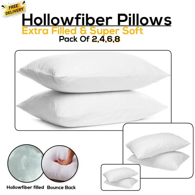 ARLINENS Pillows Hollowfiber Hotel Quality Bounce Back Anti-Allergic Pillows Pack 2,4,6,8