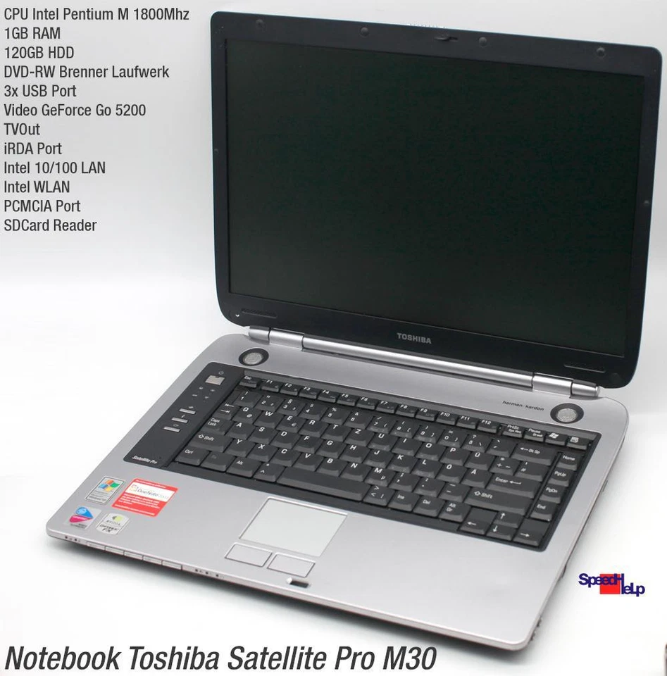 Toshiba Satellite Pro M30 Notebook Laptop Windows XP 2000 120GB HDD 1GB RAM 15.4 - Immagine 2 di 4