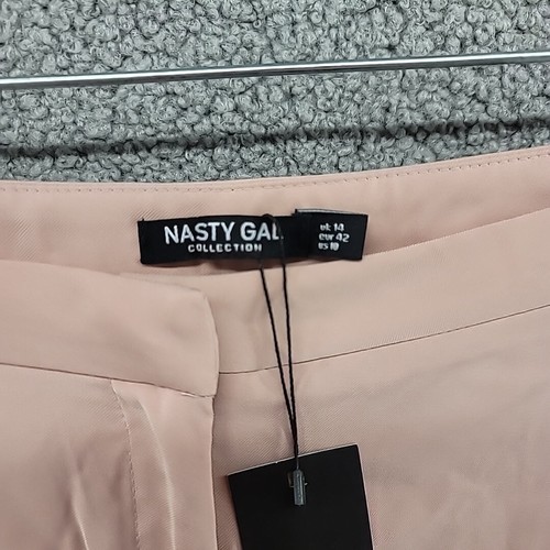 Nasty Gal Tailored Wide Leg Trouser Women 14 Peach Stretch High Rise Career NWT - Picture 3 of 11