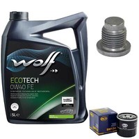MotoröL Set 0W40 5 Liter + ÖLfilter + ÖLablassschraube FüR Renault Clio Kangoo