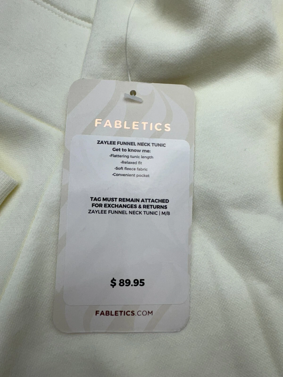 OFF WHITE Felpa con cappuccio pullover sportivo Fabletics avorio Zaylee collo imbuto tunica donna taglia M