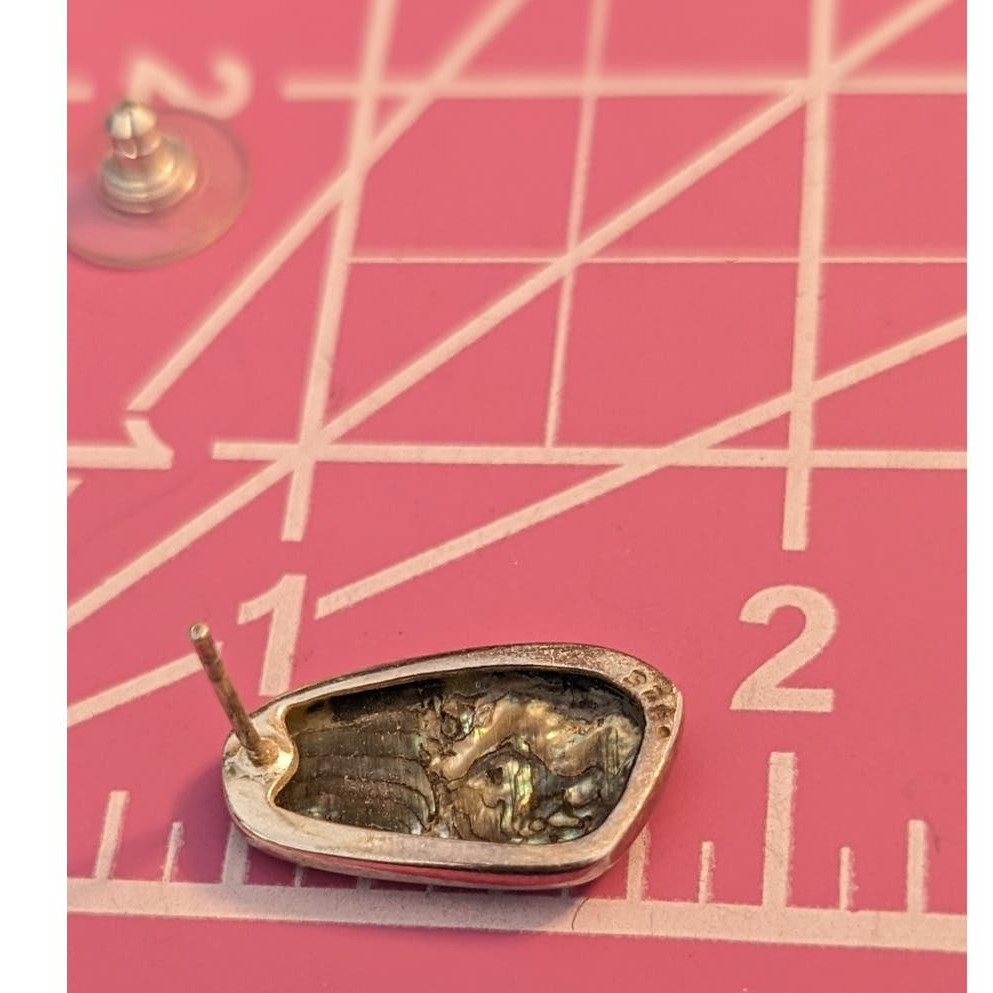 Marked 925 Sterling Abalone Shell Post Earrings - image 5