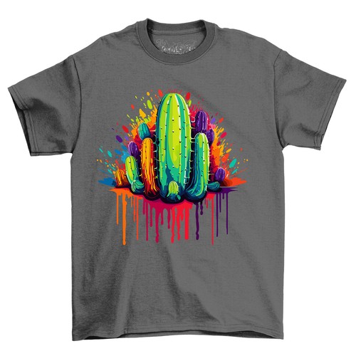Cactus Dripping Paint Effect t-shirt - Funny and Colorful! Funny t-shirt, Unisex - Picture 2 of 38