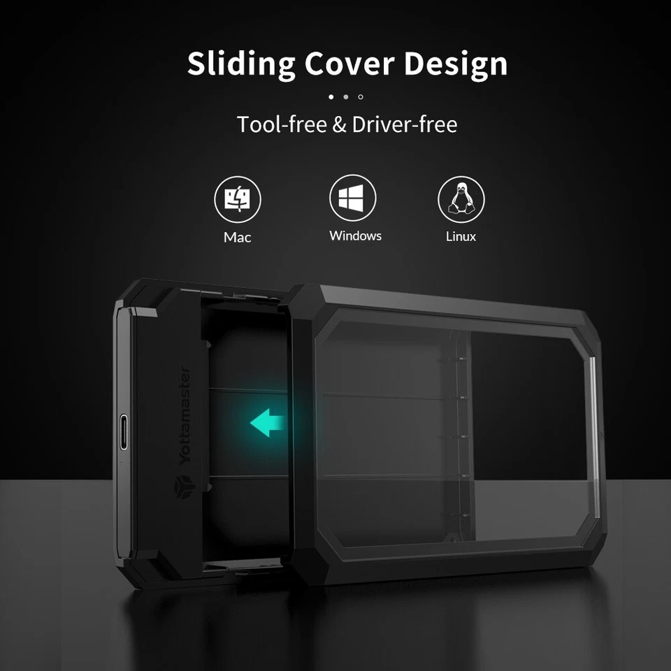 Yottamaster USB-C Externe Festplattengehäuse für 2,5" 3,5" HDD SATA SSD Gehäuse - Bild 4 von 4