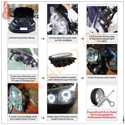 For Volkswagen VW Golf 7.5 2018-2021 p Right & Left Headlight Lens Cover+Glue - Picture 11 of 14