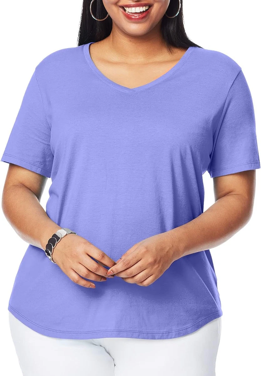 Just My Size Women's T-Shirt, Plus Size Short Sleeve V-Neck Tee, JMS Plus  Size S