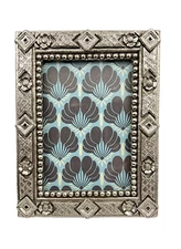 Unique Sculptured Nickel Over Resin Wood Silver Tone Picture Photo Frame 3x5''