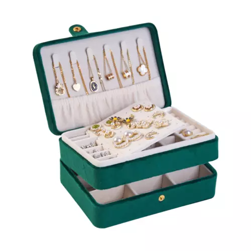 2 Schichten Schmuckkästchen Organizer Große Kapazität Ring Ohrring Halskette Aufbewahrungsbox - Bild 32 von 34