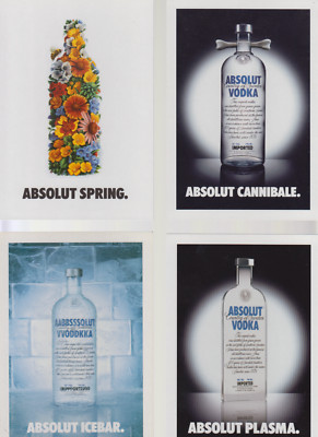 7 VERSCHIEDENE ABSOLUT  VODKA KARTEN - WERBEPOSTKARTEN AUS ITALIEN   ( IT 3  )