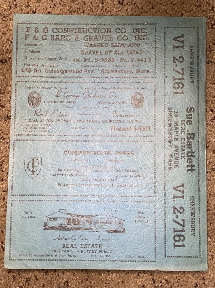 VINTAGE 1960-61 WORCESTER MA AND VICINITY PHONE BOOK From The WASHINGTON DINER - Image 3 of 4