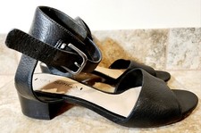 Via Spiga Black Grained Leather Heeled Sandals Women's Size 7.5 M CUTE