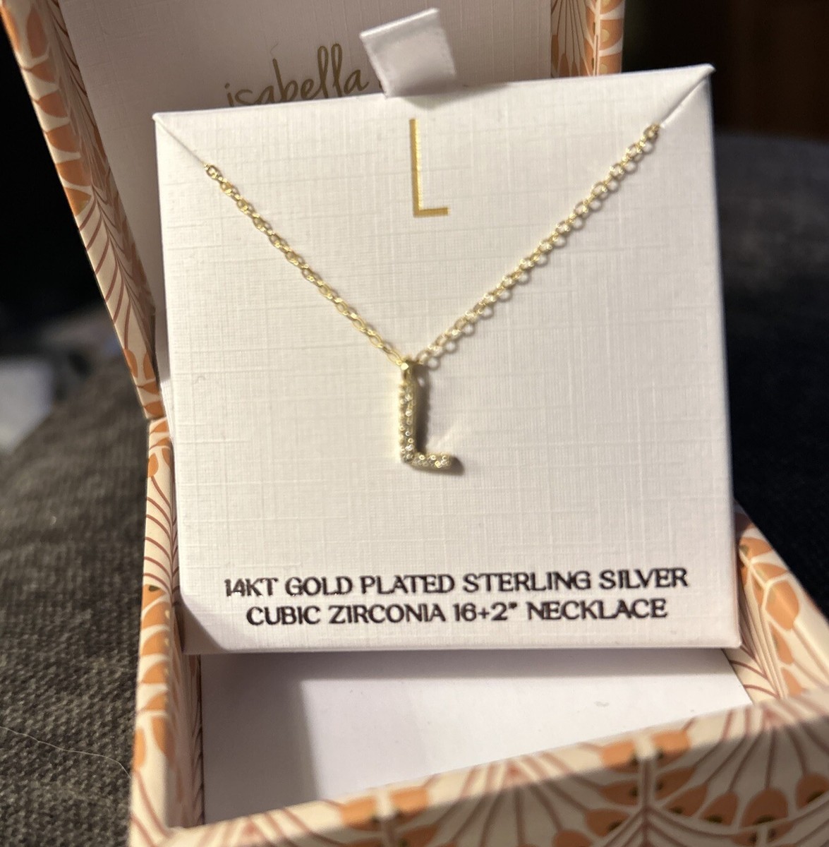 Isabella m 14KT Gold Plated .925 SS Initial “L” Necklace~16+2~New