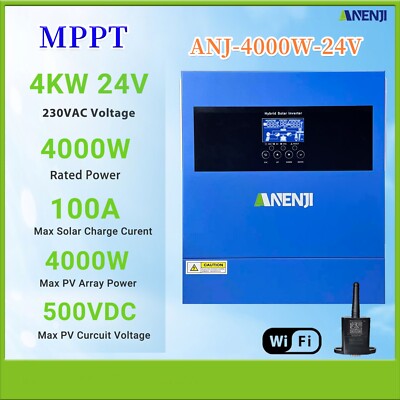 4000W Hybrid Solar Inverter Wechselrichter Off Grid MPPT 100A 24V 220V 500V+WiFi
