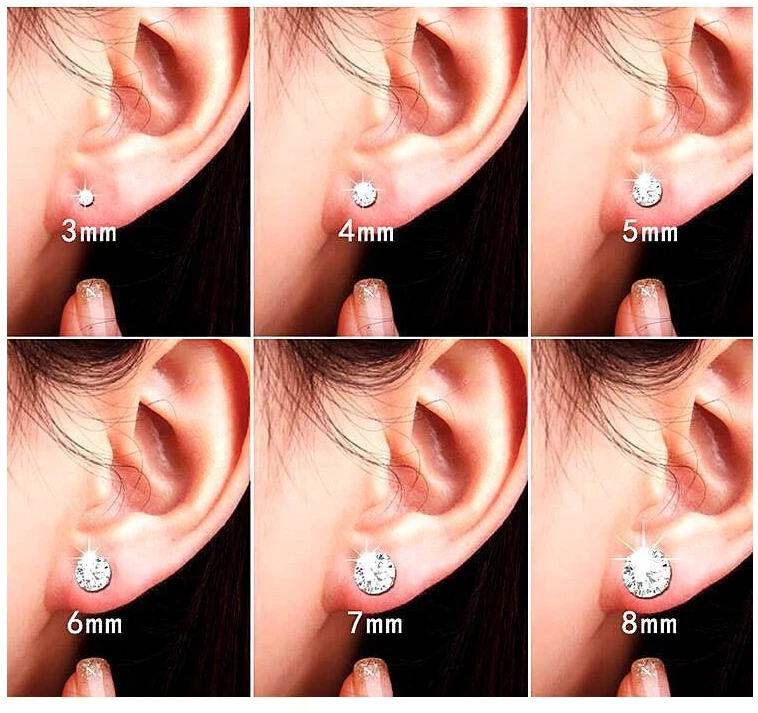 Aretes hipoalergénicos de titanio de acero quirúrgico redondo circonita cúbica con tornillo posterior PE31 Foto 3 de 4