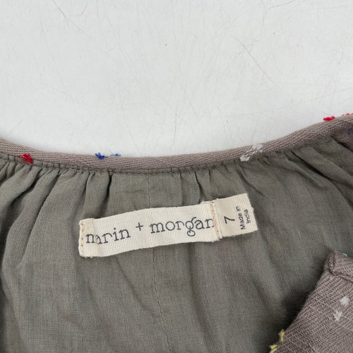 Marin + Morgan Girls Size 7 brown 100% Cotton dress lined asymmetric heavy - Picture 3 of 11