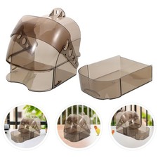 Bird Bath For Cage Transparent Plastic Parrot Shower Tub With Drawer Hanging