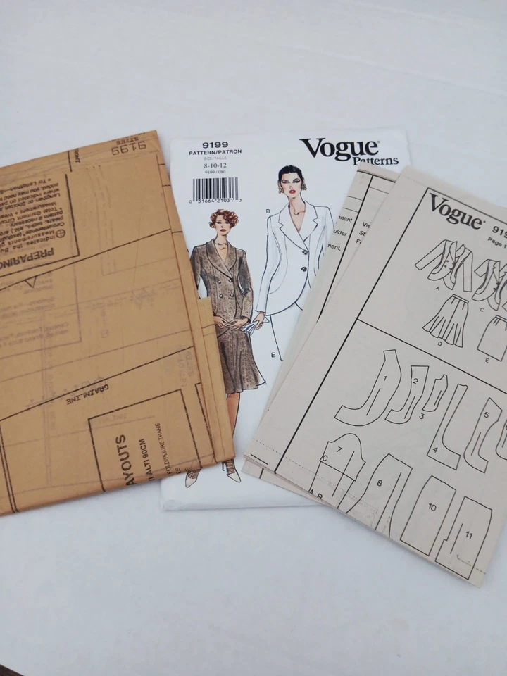 9199 Vogue Sewing Pattern Misses Womens Top, Skirt. Size 8, 10, 12 - Image 3 of 3