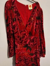 Red Velvet floral mini dress from Farm Rio in size L, never worn