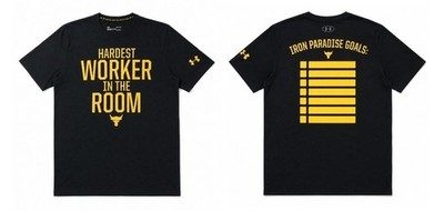 Mens Under Armour Project Rock Hardest Worker In The Room T Shirt Medium Black 